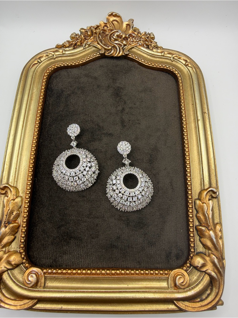 Elegant Silver Crystal Halo Drop Earrings - Women Jewelry